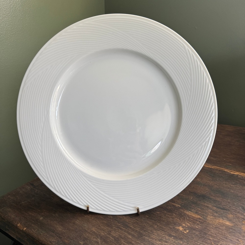 Dansk Tapestries Winter White 12" Round Platter Jack Lenor Larsen Japan